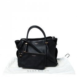 Pre Owned Nina Ricci Black Leather and Suede Medium Marche Tote