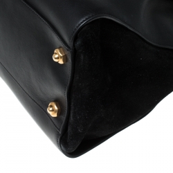 Pre Owned Nina Ricci Black Leather and Suede Medium Marche Tote