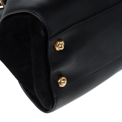 Pre Owned Nina Ricci Black Leather and Suede Medium Marche Tote