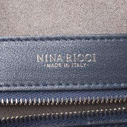 Pre Owned Nina Ricci Navy Blue Python Boston Bag