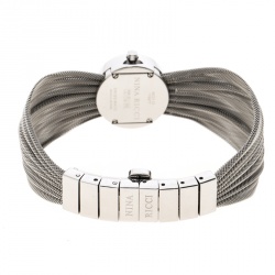 Pre Owned Nina Ricci Silver White Stainless Steel and Diamonds N021.12 Women's Wristwatch 20 mm