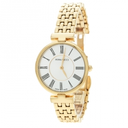 Pre Owned Nina Ricci Silver White Gold-Plated Stainless Steel Classic NR60055SM Women's Wristwatch 32 mm