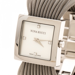 Nina Ricci White Mother of Pearl Stainless Women's N019.12 Quartz Watch 24 mm