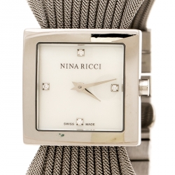 Nina Ricci White Mother of Pearl Stainless Women's N019.12 Quartz Watch 24 mm
