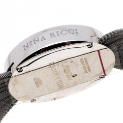 Pre Owned Nina Ricci Silver Pleated Mesh Stainless Steel N035.13 Women's Wristwatch 25 mm