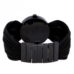 مملوكة مسبقًا Nina Ricci Black PVD Coated Stainless Steel Diamonds N021.94 Women's Wristwatch 31 mm