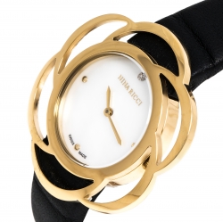 Pre Owned Nina Ricci Mother of Pearl Gold Tone Stainless Steel Flower NO63004SM Women's Wristwatch 38 mm