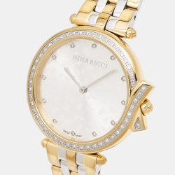 Pre Owned Nina Ricci Silver Two-Tone Stainless Steel Diamond Classic N081024SM Women's Wristwatch 36 mm