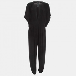 Norma Kamali Black Jersey Rectangle Log Jumpsuit L