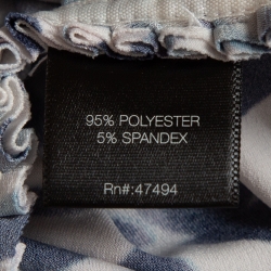 مملوكة مسبقًا Norma Kamali White/Blue Chevron Zebra Print Jersey Halter Slinky Marissa Swimsuit XL