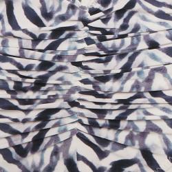 مملوكة مسبقًا Norma Kamali White/Blue Chevron Zebra Print Jersey Halter Slinky Marissa Swimsuit XL