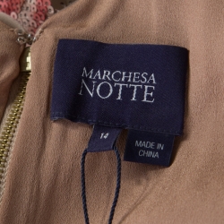 Pre Owned فستان نوتي باي ماركيزا ميدي تي ترتر مورد وردي و ذهبي XL