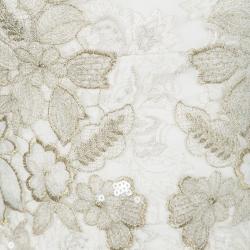 Pre Owned فستان نوتي باي ماركيزا ميرميد بلا أكمام دانتيل مزخرف زهور أبيض M