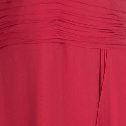 Notte by Marchesa Red Silk Chiffon Halter Evening Gown L
