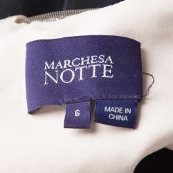 Pre Owned فستان قصير نوتي باي ماكيزا اورجانزا وحرير ودانتيل مورد بيج وأسود M