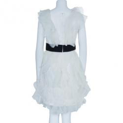 مملوكة مسبقًا Notte By Marchesa Organza Ruffles Off-White Cocktail Dress S