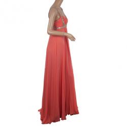 Notte by Marchesa Embroidered Strap Chiffon Gown L