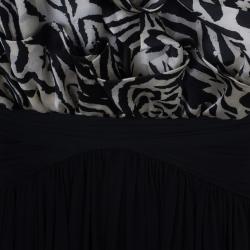 Notte by Marchesa Strapless Monochrome Silk Chiffon Gown S