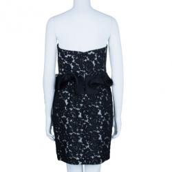 مملوكة مسبقًا Notte By Marchesa Monochrome Sweetheart Lace Rosette Cocktail Dress M