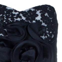 مملوكة مسبقًا Notte By Marchesa Monochrome Sweetheart Lace Rosette Cocktail Dress M