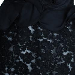 مملوكة مسبقًا Notte By Marchesa Monochrome Sweetheart Lace Rosette Cocktail Dress M