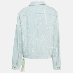 Pre Owned Off-White Blue Printed Denim Jacket L