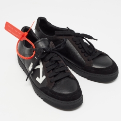 Pre Owned Off-White Black Leather Carryover Sneakers Size 38