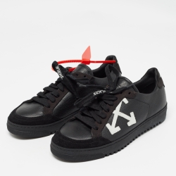 Pre Owned Off-White Black Leather Carryover Sneakers Size 38