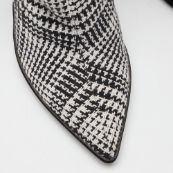 Pre Owned Off-White Black/White Knit Fabric Thigh High Boots Size 40