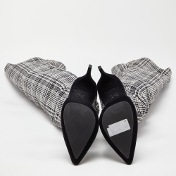 Pre Owned Off-White Black/White Knit Fabric Thigh High Boots Size 40