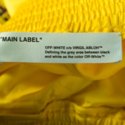 Pre Owned Off-White Yellow Crepe Logo Panel Drawstring Waist Detail Track Pants M