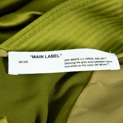 Pre Owned Off-White Olive Green Satin Draped Asymmetric Dress S
