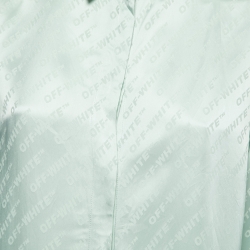 Pre Owned Off-White Mint Green Satin Jacquard Button Front Shirt S