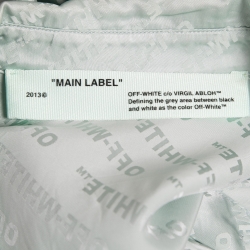 Pre Owned Off-White Mint Green Satin Jacquard Button Front Shirt S