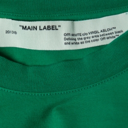 مملوكة مسبقًا Off-White Green Leaf Printed Cotton Half Sleeve T-shirt XS