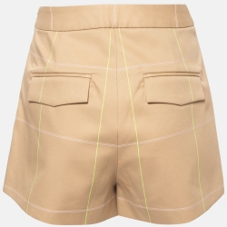 Off-White Beige Contrast Check Gabardine Shorts S