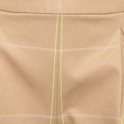 Off-White Beige Contrast Check Gabardine Shorts S