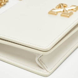 Pre Owned Off-White White Leather Jitney 0.5 Shoulder Bag
