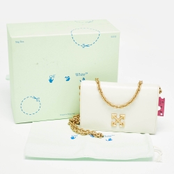 Pre Owned Off-White White Leather Jitney 0.5 Shoulder Bag