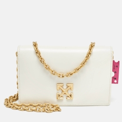 Pre Owned Off-White White Leather Jitney 0.5 Shoulder Bag