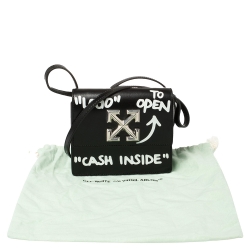 Pre Owned Off-White Black Leather Jitney "Cash Inside" Crossbody Bag