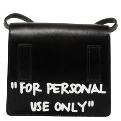 Pre Owned Off-White Black Leather Jitney "Cash Inside" Crossbody Bag