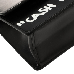 Pre Owned Off-White Black Leather Jitney "Cash Inside" Crossbody Bag