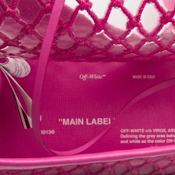 Pre Owned Off-White Transparent/Pink PVC and Leather Binder Clip Flap Shoulder Bag