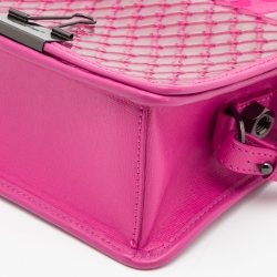 Pre Owned Off-White Transparent/Pink PVC and Leather Binder Clip Flap Shoulder Bag