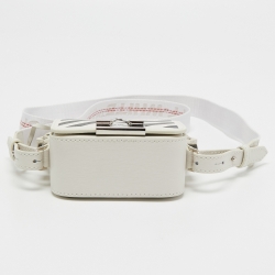 Pre Owned Off-White White/Black Leather Baby Binder Clip Crossbody Bag
