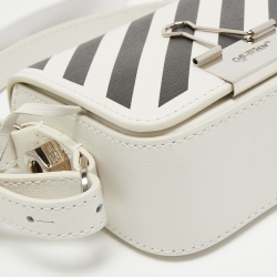Pre Owned Off-White White/Black Leather Baby Binder Clip Crossbody Bag