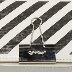Pre Owned Off-White White/Black Leather Baby Binder Clip Crossbody Bag