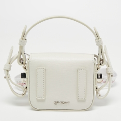 Pre Owned Off-White White/Black Leather Baby Binder Clip Crossbody Bag
