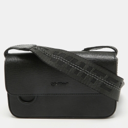 Black Leather Mini Flap Crossbody
